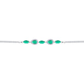 عصفور كريستال انسيال فضة عيار 925 بتصميم ماركيز و كمثري اخضر مرصع بالزركون